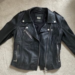 Zara Trafaluc Genuine Leather Moto Jacket - M